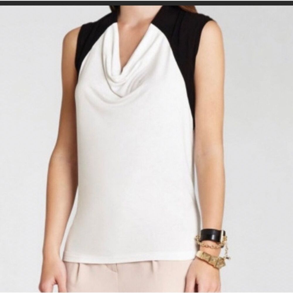 BCBG black and white colorblock blouse